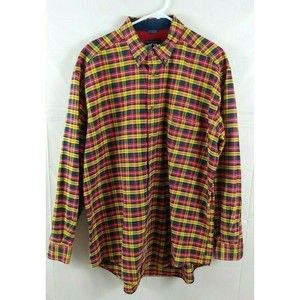 Vtg Woods & Gray Mens Shirt Large Button Front Long Sleeve Cotton Colorful Check